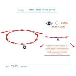 Pulsera 7 Nudos con Colgante Ojo Turco Dorado (P4) ·